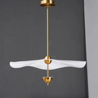 Pendant Lamp Double Opal Shade Gold Finish Integrated LED