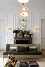 Pendant Lamp Double Opal Shade Gold Finish Integrated LED