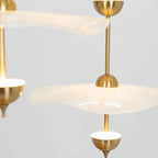 Pendant Lamp Double Opal Shade Gold Finish Integrated LED