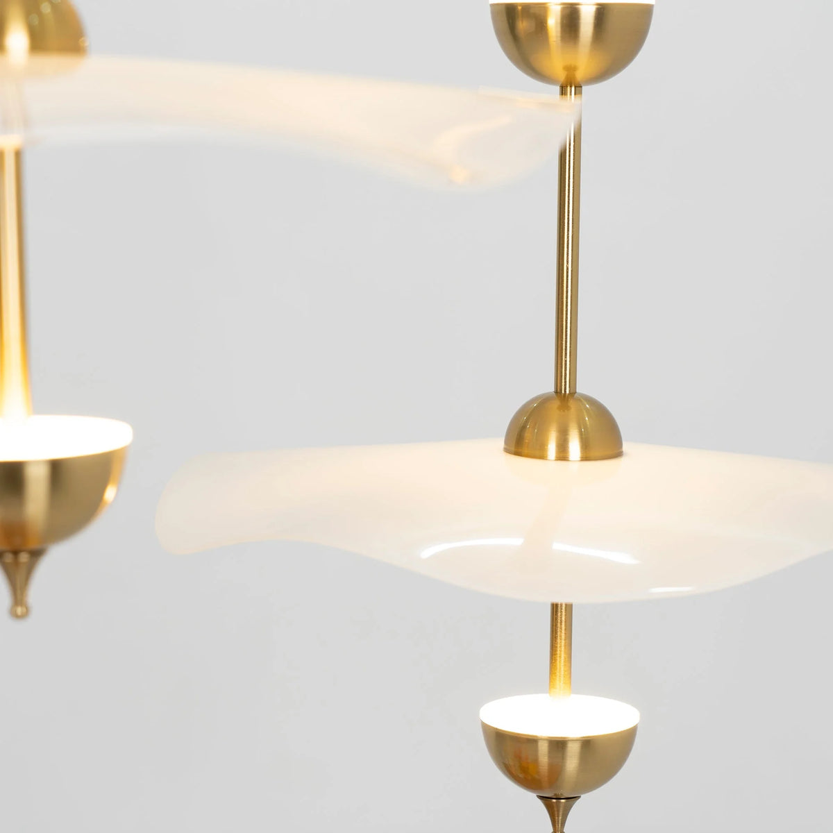 Pendant Lamp Double Opal Shade Gold Finish Integrated LED