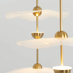 Pendant Lamp Double Opal Shade Gold Finish Integrated LED