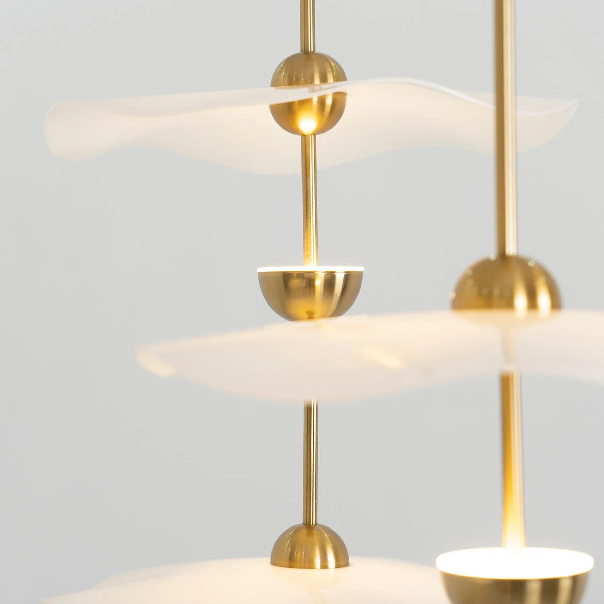 Pendant Lamp Double Opal Shade Gold Finish Integrated LED