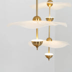 Pendant Lamp Double Opal Shade Gold Finish Integrated LED