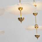 Pendant Lamp Double Opal Shade Gold Finish Integrated LED