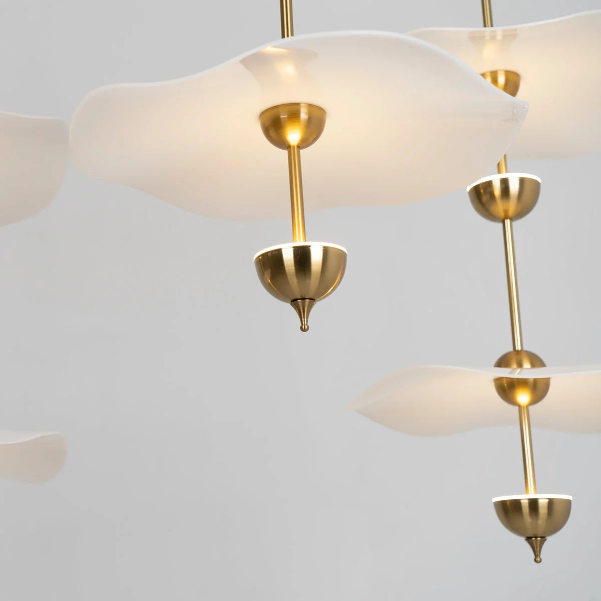 Pendant Lamp Double Opal Shade Gold Finish Integrated LED