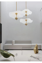 Pendant Lamp Double Opal Shade Gold Finish Integrated LED