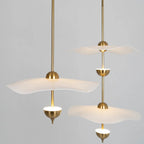 Pendant Lamp Double Opal Shade Gold Finish Integrated LED