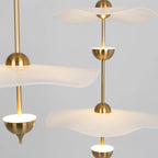 Pendant Lamp Double Opal Shade Gold Finish Integrated LED