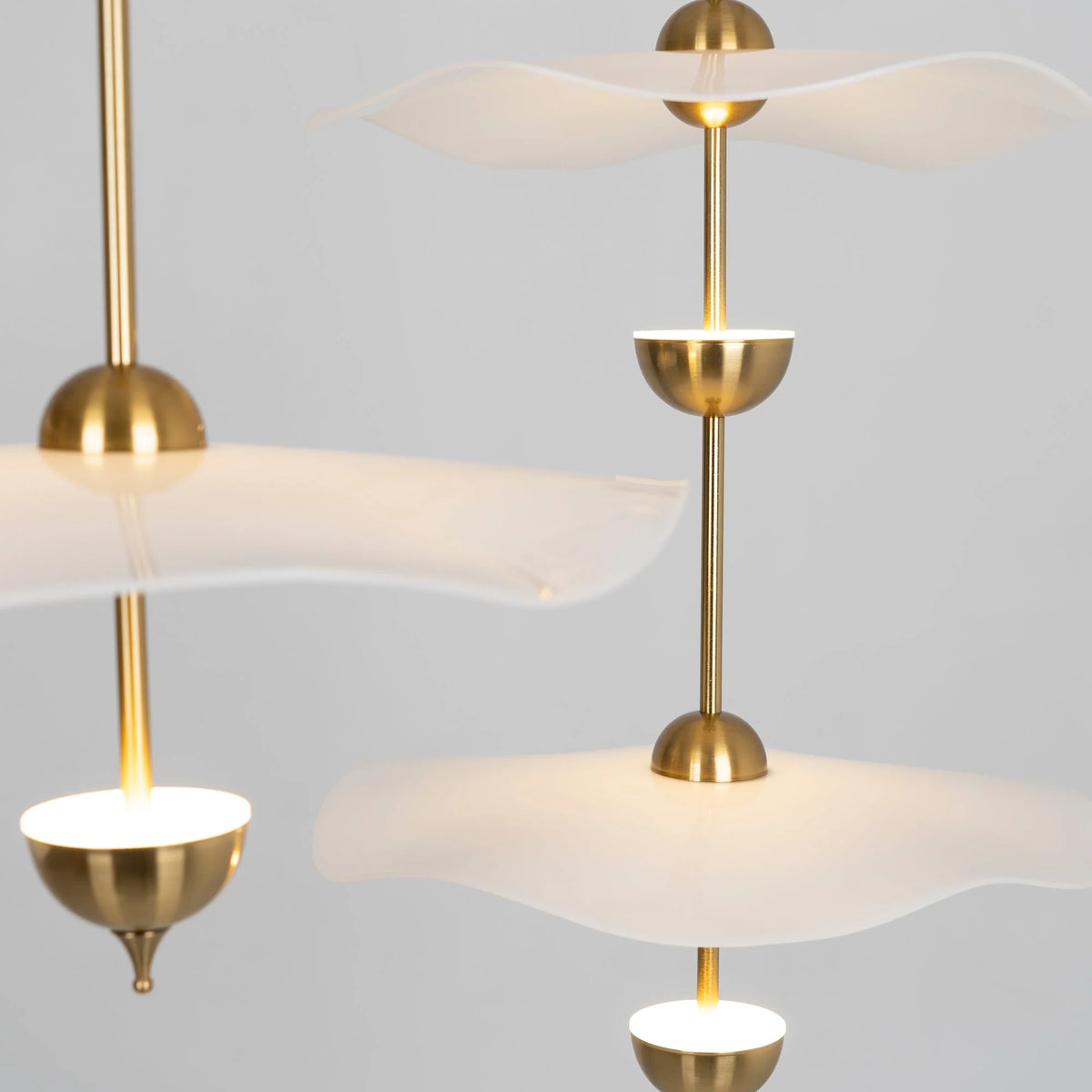 Pendant Lamp Double Opal Shade Gold Finish Integrated LED