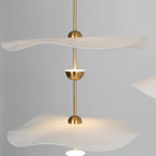 Pendant Lamp Double Opal Shade Gold Finish Integrated LED
