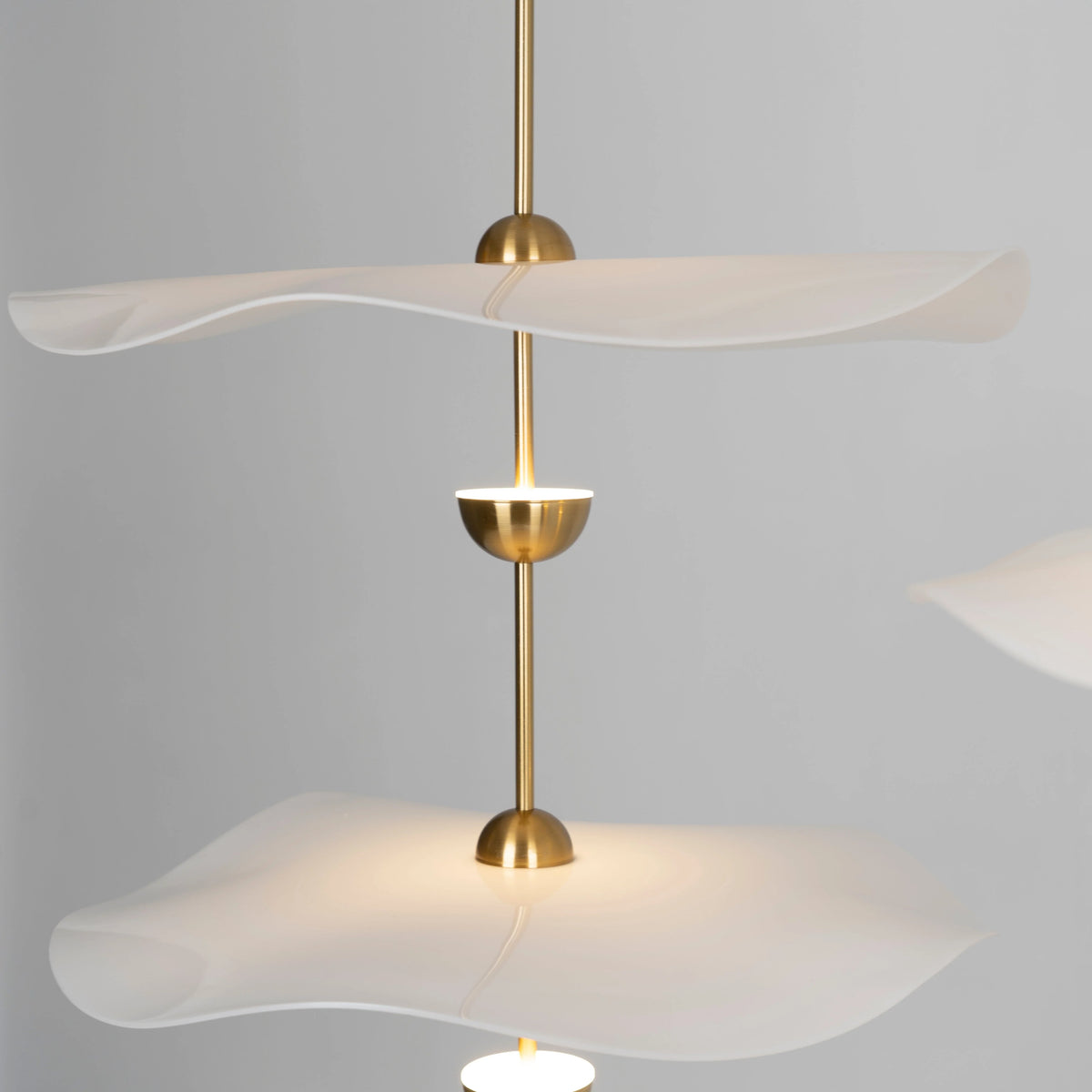 Pendant Lamp Double Opal Shade Gold Finish Integrated LED