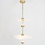 Pendant Lamp Double Opal Shade Gold Finish Integrated LED
