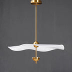 Pendant Lamp Double Opal Shade Gold Finish Integrated LED