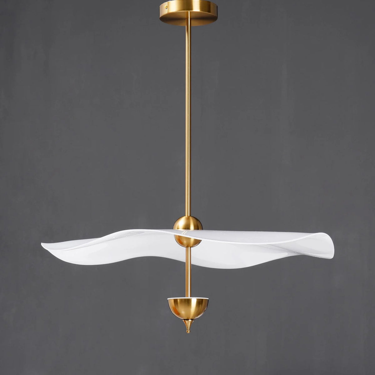Pendant Lamp Double Opal Shade Gold Finish Integrated LED