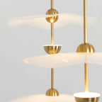 Pendant Lamp Double Opal Shade Gold Finish Integrated LED
