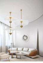 Pendant Lamp Double Opal Shade Gold Finish Integrated LED