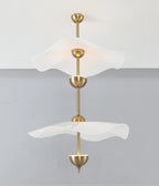 Pendant Lamp Double Opal Shade Gold Finish Integrated LED