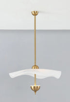 Pendant Lamp Double Opal Shade Gold Finish Integrated LED