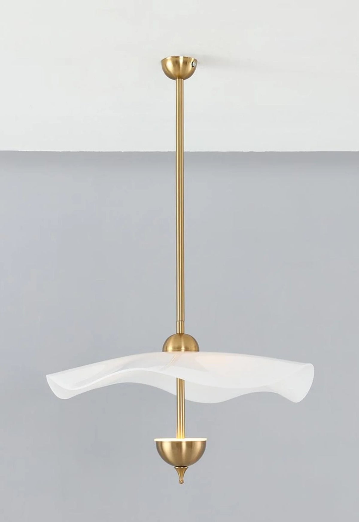 Pendant Lamp Double Opal Shade Gold Finish Integrated LED