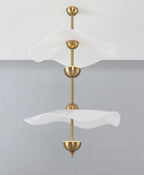 Pendant Lamp Double Opal Shade Gold Finish Integrated LED