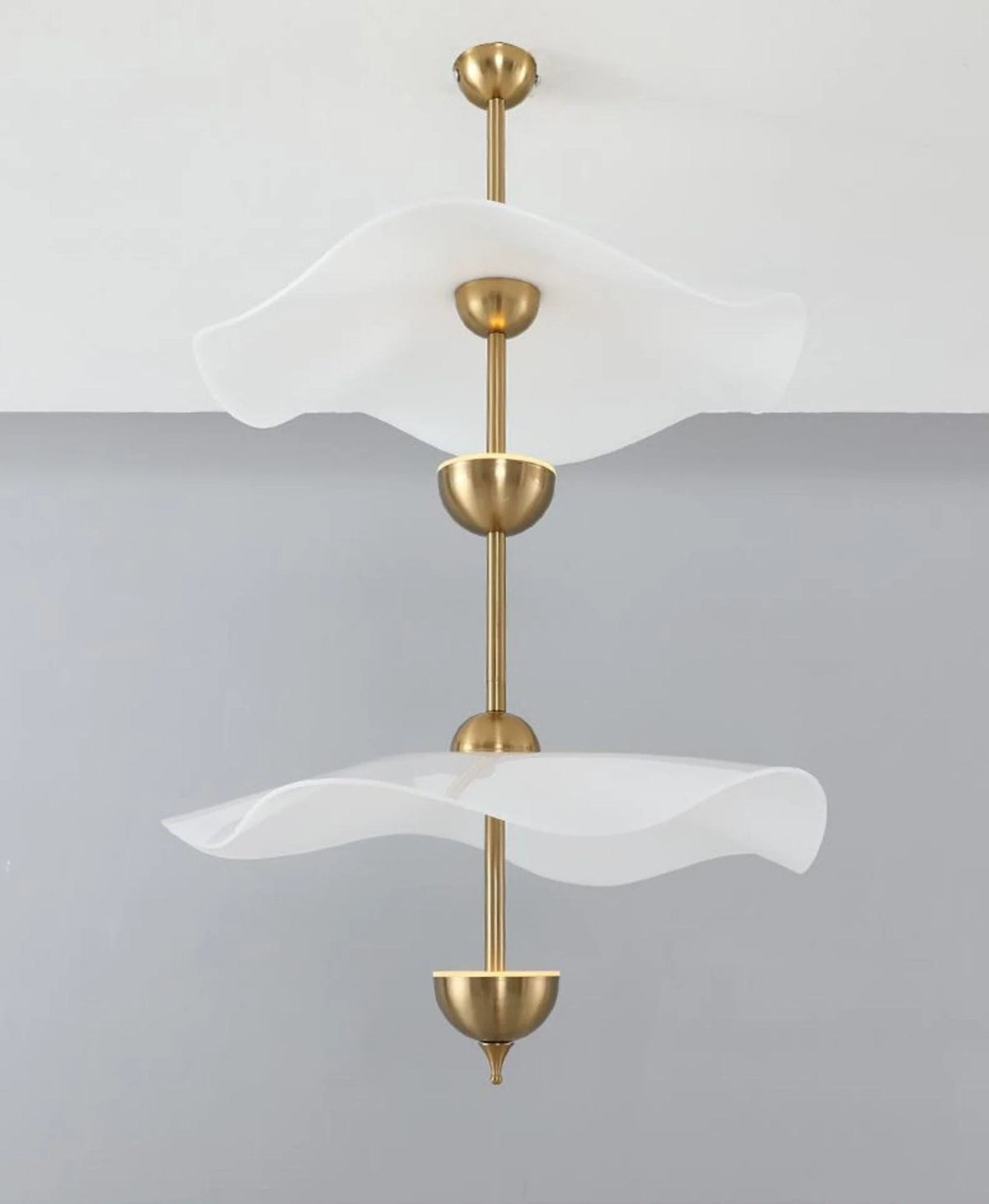Pendant Lamp Double Opal Shade Gold Finish Integrated LED