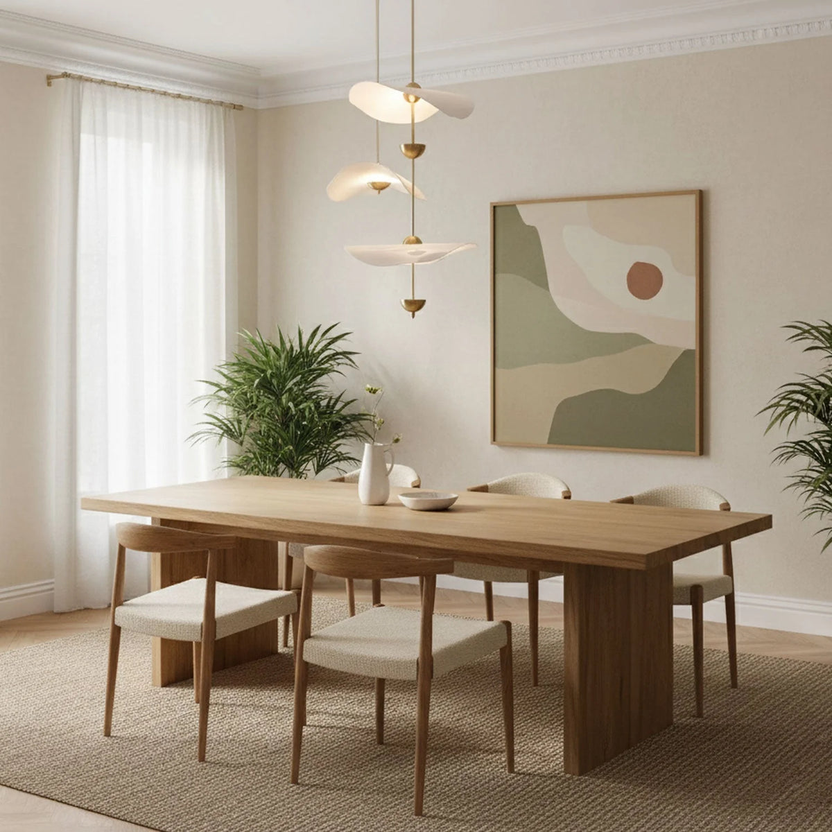 Pendant Lamp Double Opal Shade Gold Finish Integrated LED