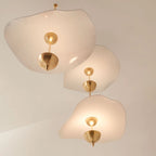 Pendant Lamp Double Opal Shade Gold Finish Integrated LED