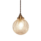 Pendant Lamp Feather-Textured Glass E14 Fitting Adjustable Cable