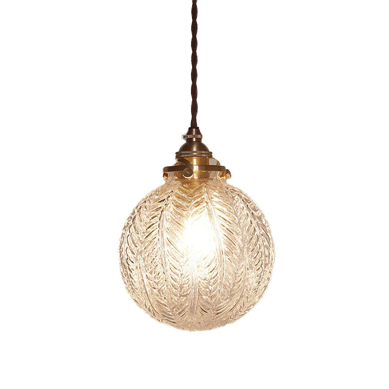Pendant Lamp Feather-Textured Glass E14 Fitting Adjustable Cable