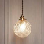 Pendant Lamp Feather-Textured Glass E14 Fitting Adjustable Cable