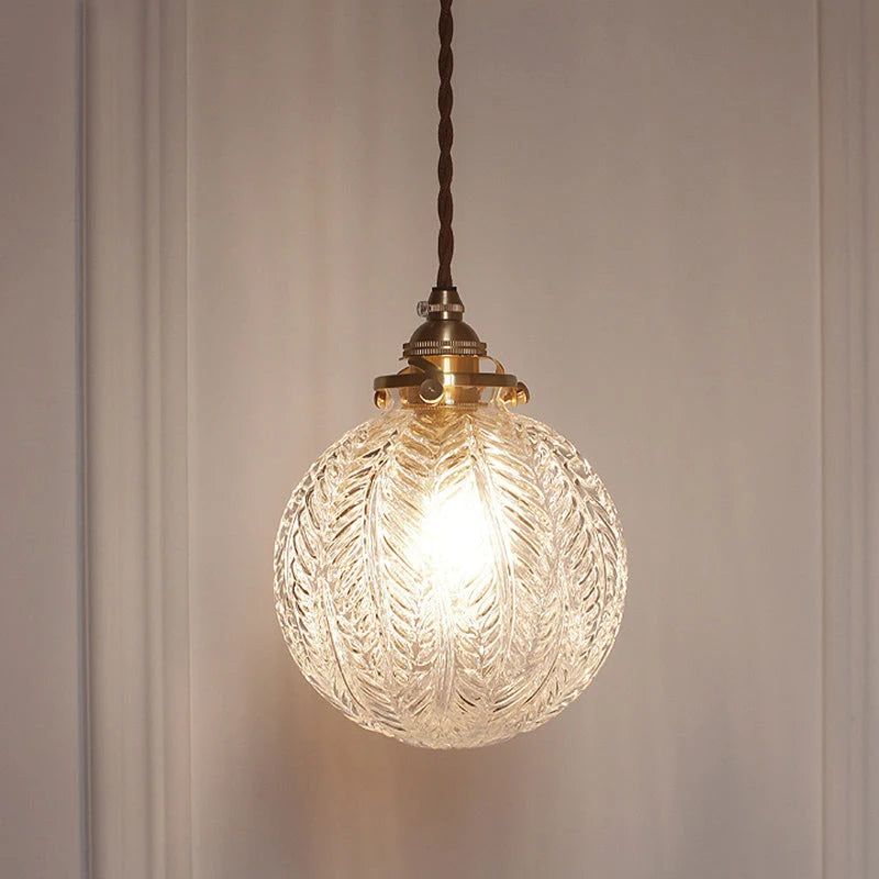 Pendant Lamp Feather-Textured Glass E14 Fitting Adjustable Cable