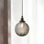 Pendant Lamp Feather-Textured Glass E14 Fitting Adjustable Cable