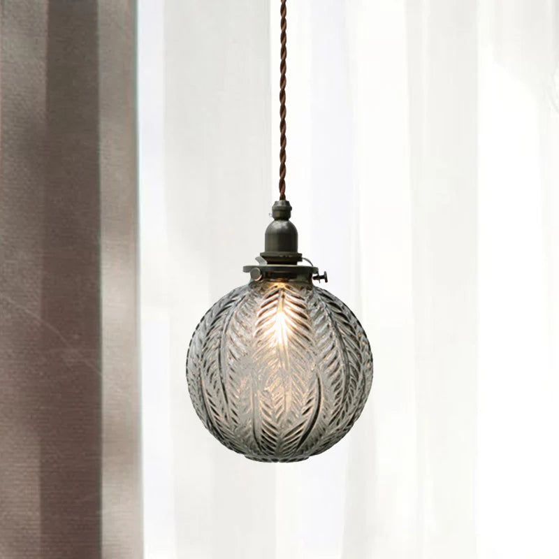 Pendant Lamp Feather-Textured Glass E14 Fitting Adjustable Cable