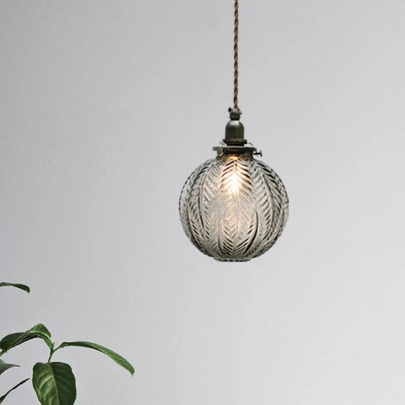 Pendant Lamp Feather-Textured Glass E14 Fitting Adjustable Cable