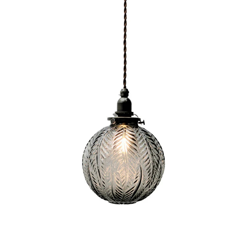 Pendant Lamp Feather-Textured Glass E14 Fitting Adjustable Cable