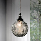 Pendant Lamp Feather-Textured Glass E14 Fitting Adjustable Cable