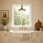 Pendant Lamp Floral Glass Brass Finish