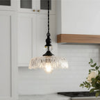 Pendant Lamp Floral Glass Brass Finish