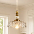 Pendant Lamp Floral Glass Brass Finish