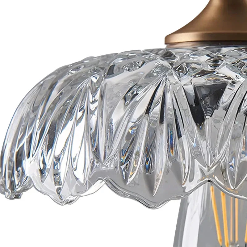 Pendant Lamp Floral Glass Brass Finish