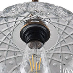 Pendant Lamp Floral Glass Brass Finish