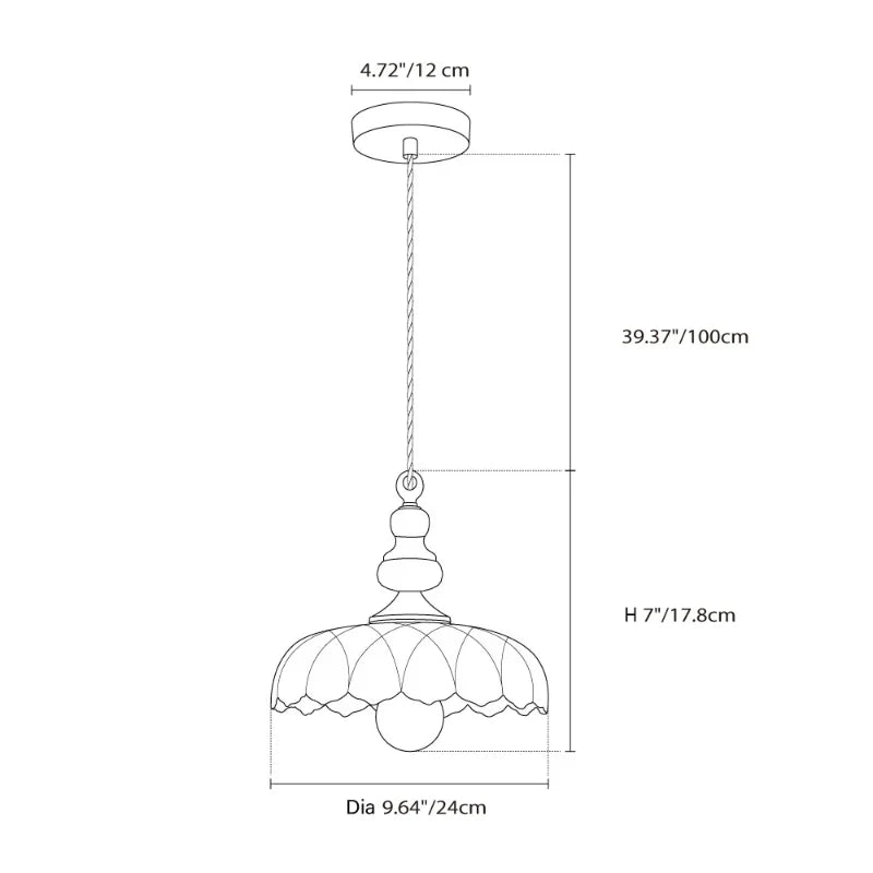 Pendant Lamp Floral Glass Brass Finish