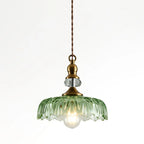 Pendant Lamp Floral Glass Brass Finish