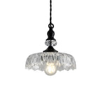Pendant Lamp Floral Glass Brass Finish