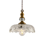 Pendant Lamp Floral Glass Brass Finish