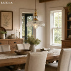 Pendant Lamp Floral Glass Brass Finish