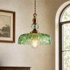 Pendant Lamp Floral Glass Brass Finish