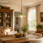 Pendant Lamp Floral Glass Brass Finish