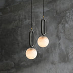Pendant Lamp Genuine Marble & Copper Accents