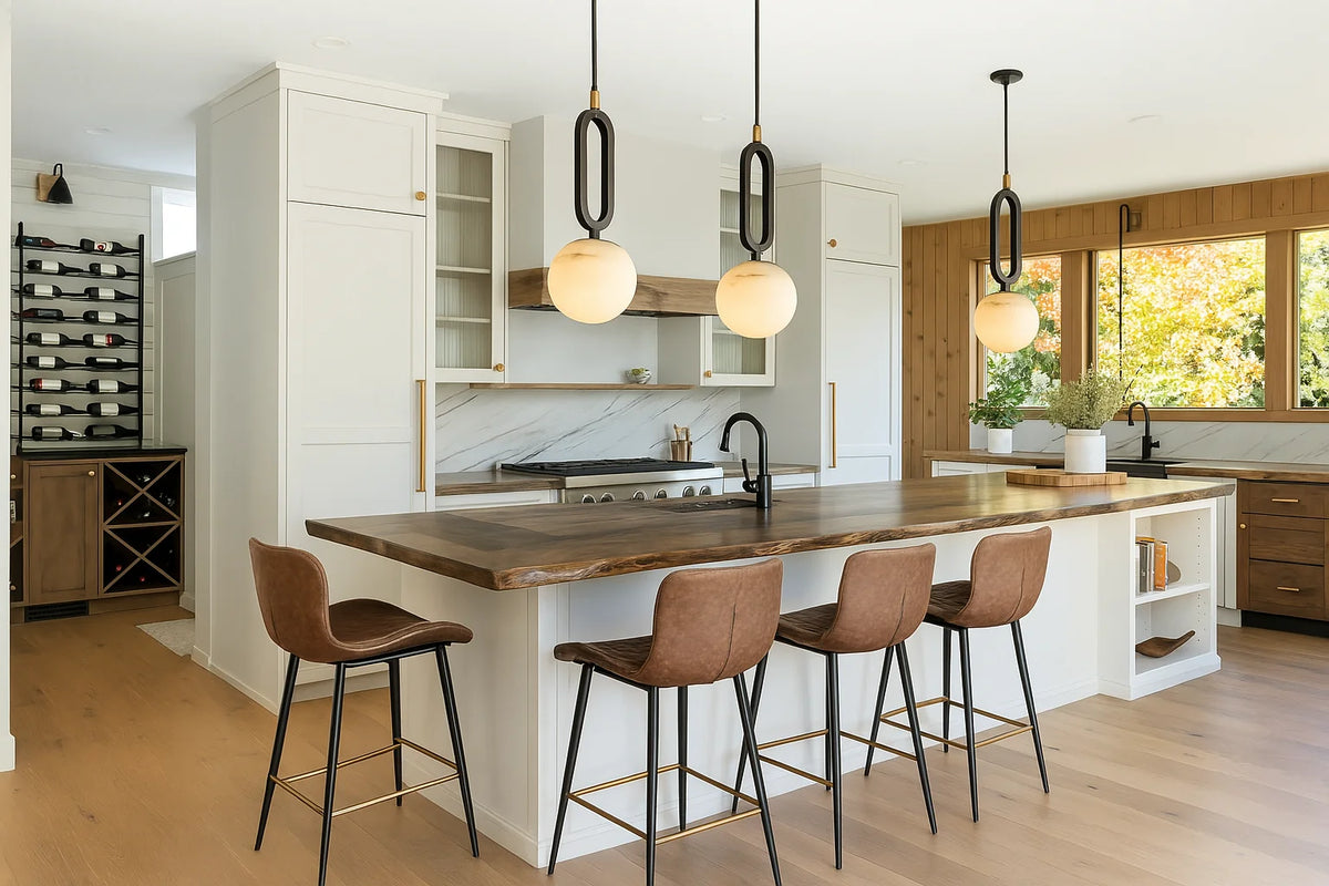 Pendant Lamp Genuine Marble & Copper Accents